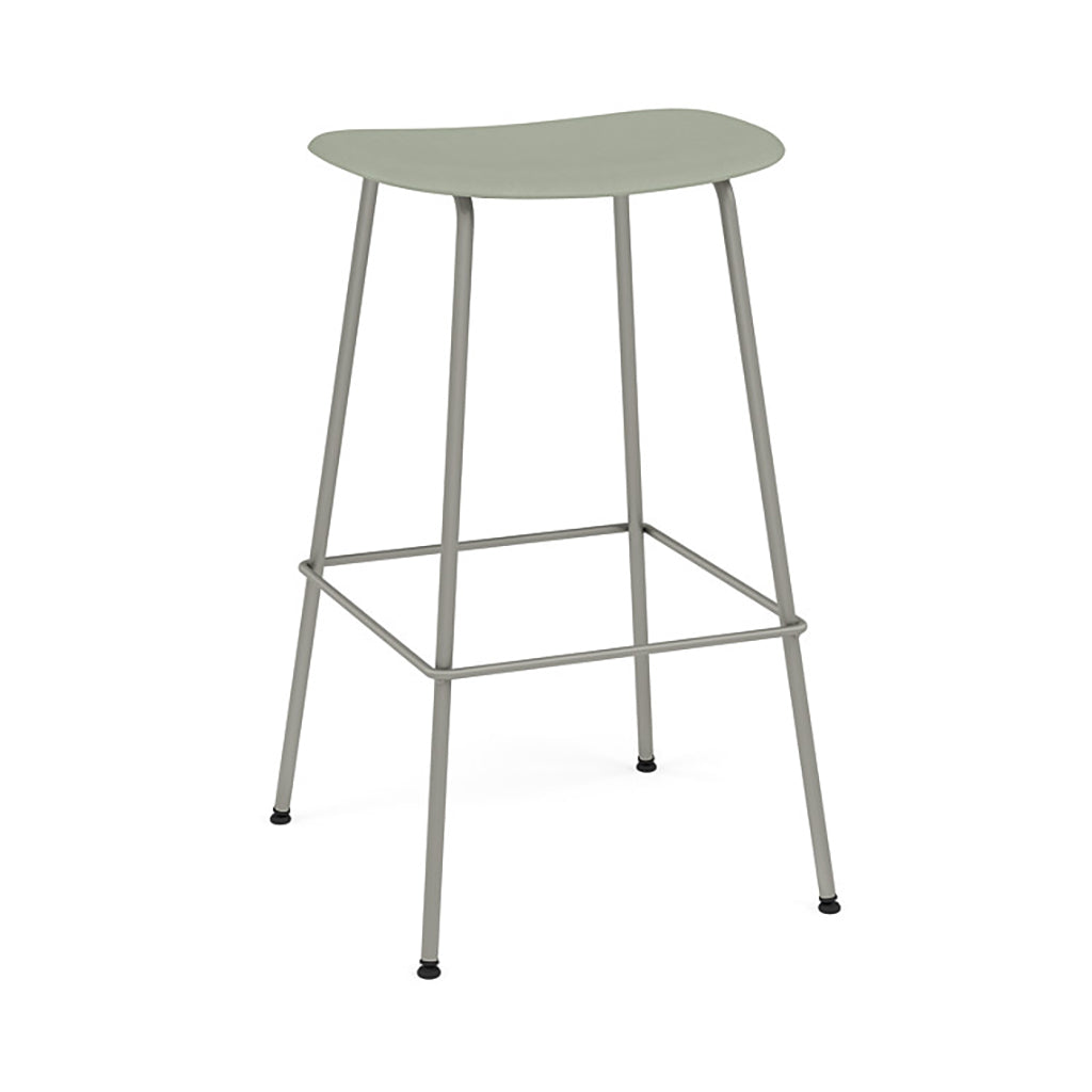 Fiber Bar + Counter Stool: Tube Base + Bar + Grey + Dusty Green