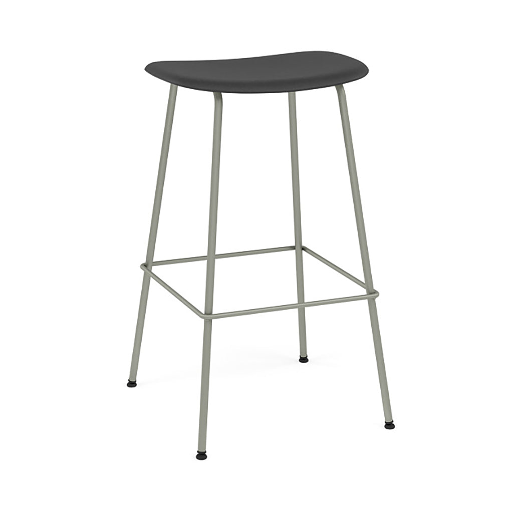 Fiber Bar + Counter Stool: Tube Base + Bar + Dusty Green + Black