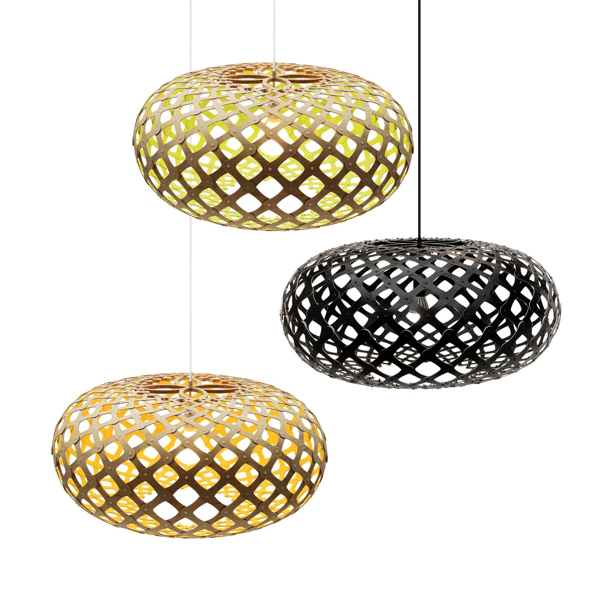 Kina Pendant Light: Extra Small: Bamboo + Lime + Black + Orange + White + Black