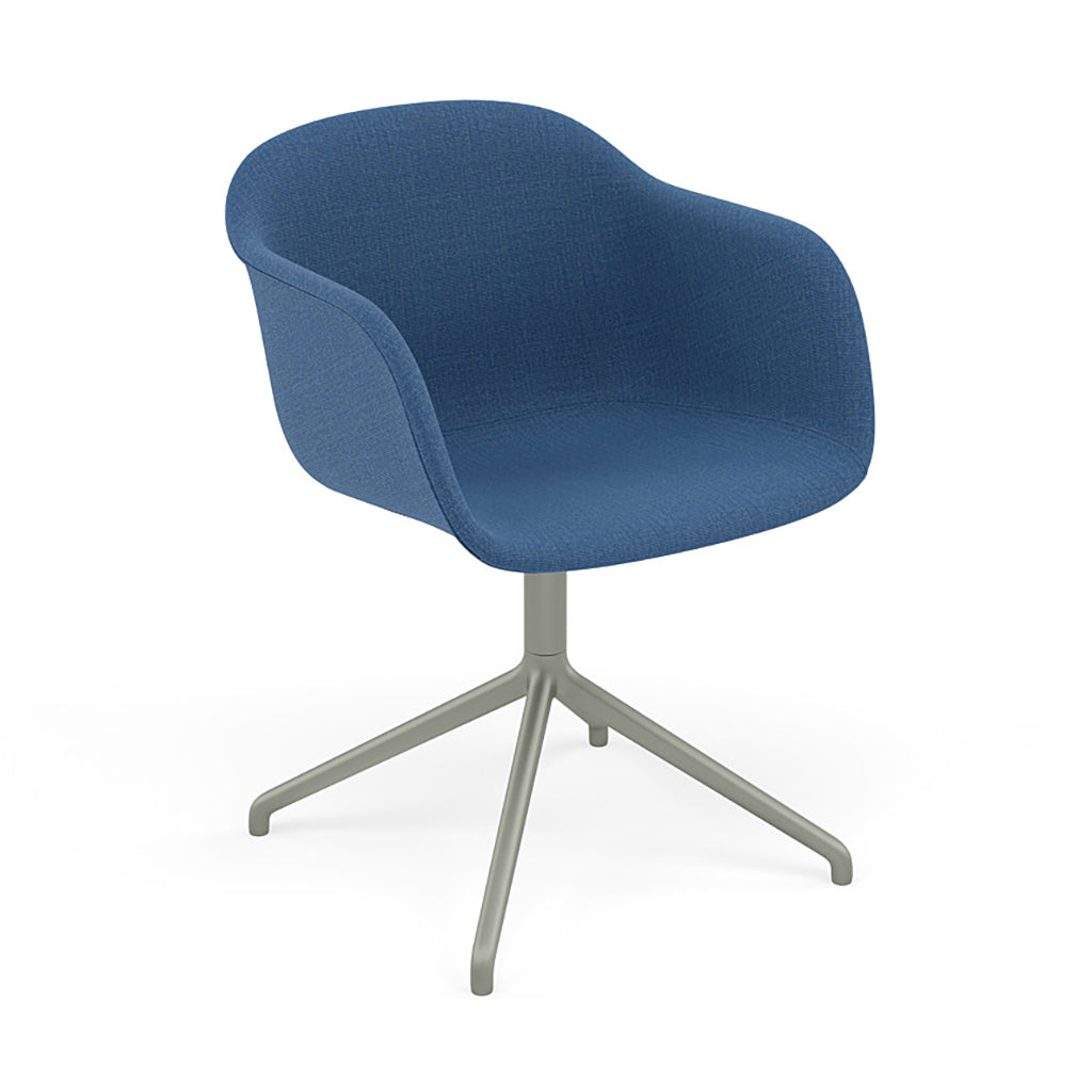 FiberArmchair: Swivel Base with Return + Upholstered + Dusty Green