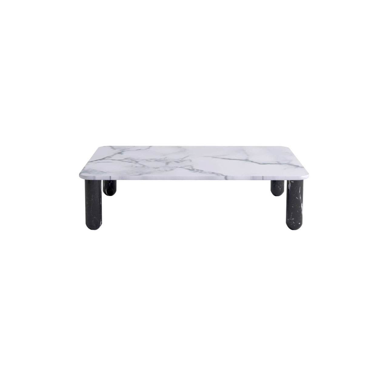 Sunday Coffee Table: White Pele de Tigre Marble + Black Marquina Marble