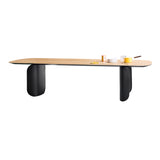 Barry Rectangular Table: Medium + Flamed Oak + Lacquered Black