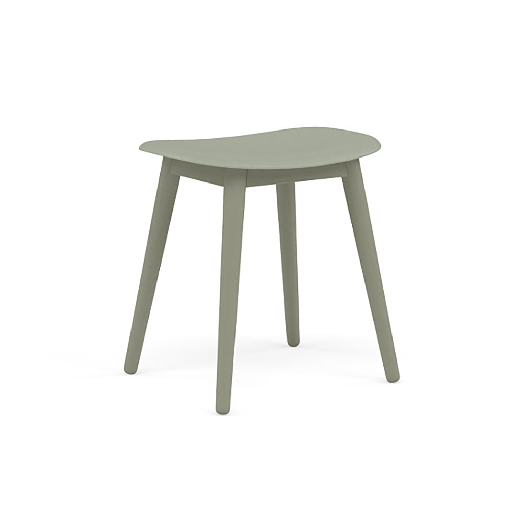 Fiber Stool: Wood Base + Dusty Green + Dusty Green