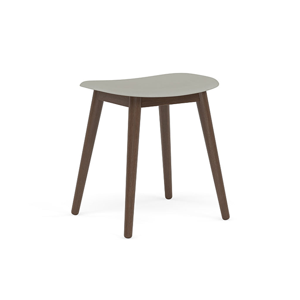 Fiber Stool: Wood Base + Stained Dark Brown + Grey