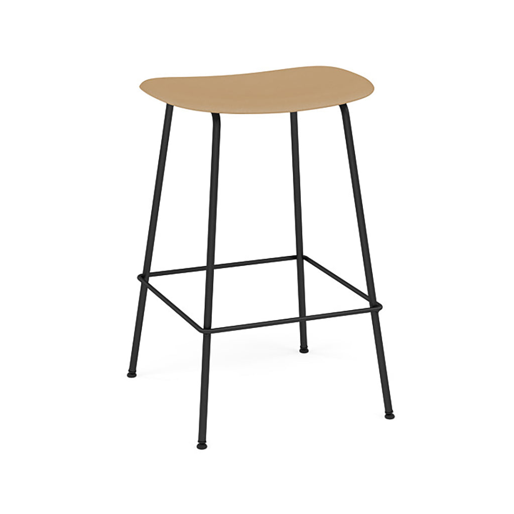 Fiber Bar + Counter Stool: Tube Base + Counter + Anthracite Black + Ochre