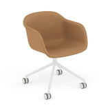 Fiber Armchair: Swivel Base with Castors + Upholstered + White