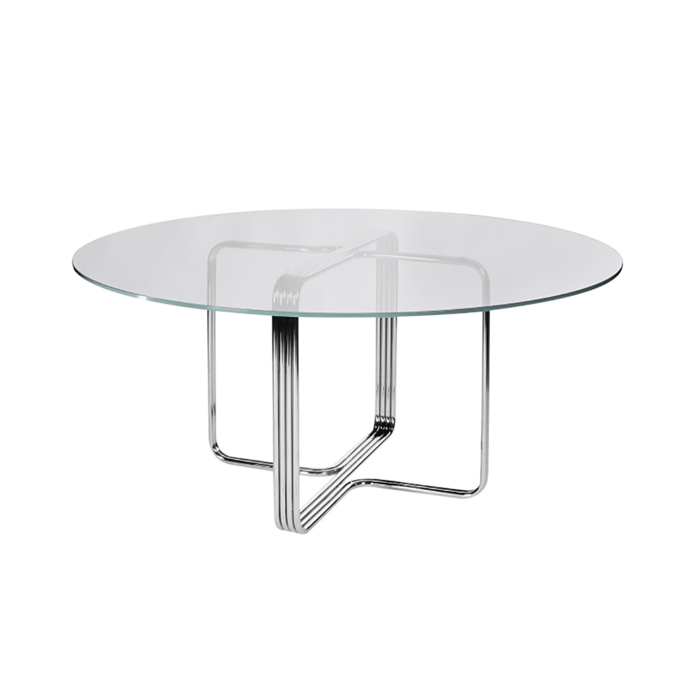 Musico Table: Clear + Polished Chrome