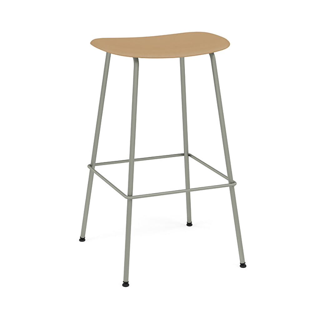 Fiber Bar + Counter Stool: Tube Base + Bar + Dusty Green + Ochre