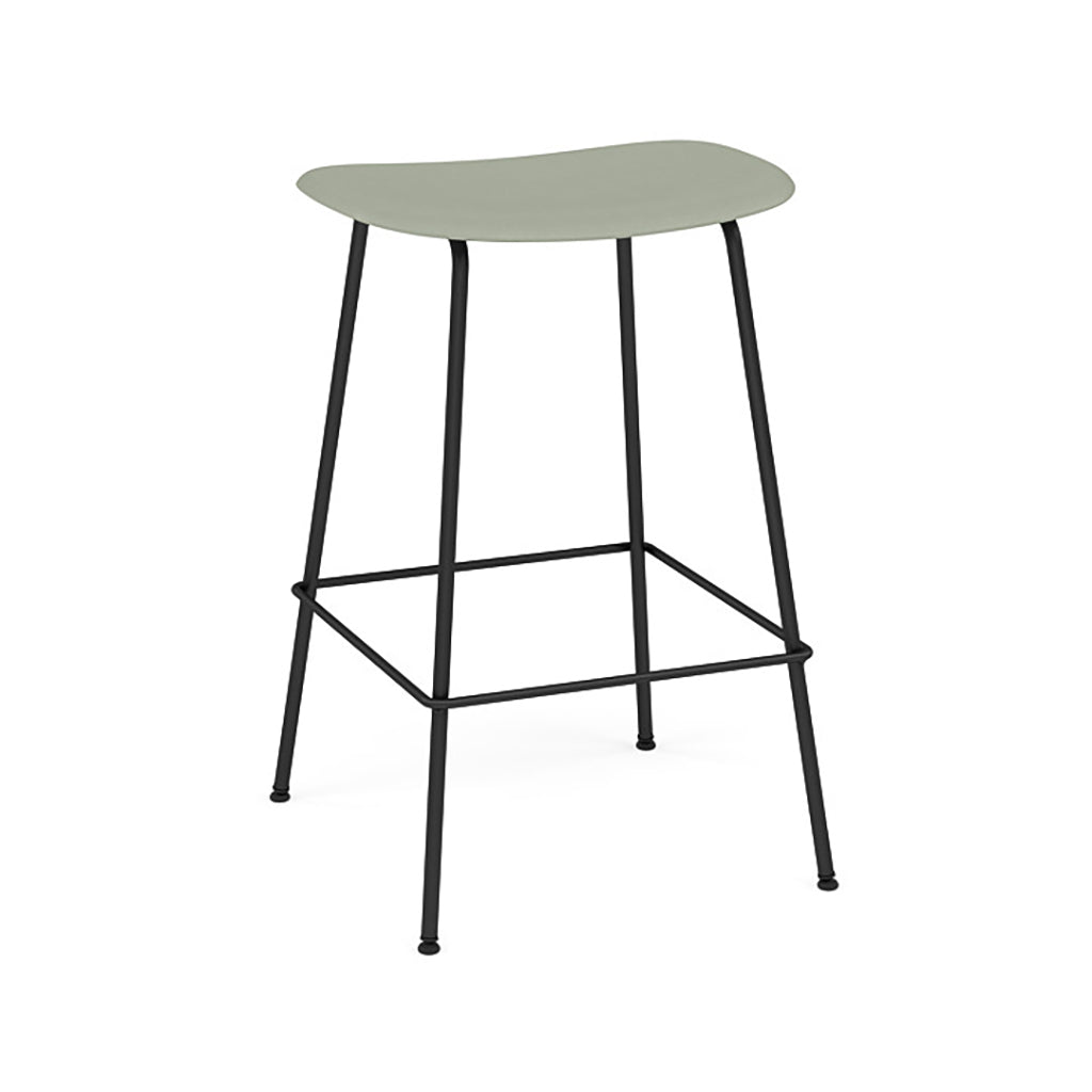 Fiber Bar + Counter Stool: Tube Base + Counter + Anthracite Black + Dusty Green