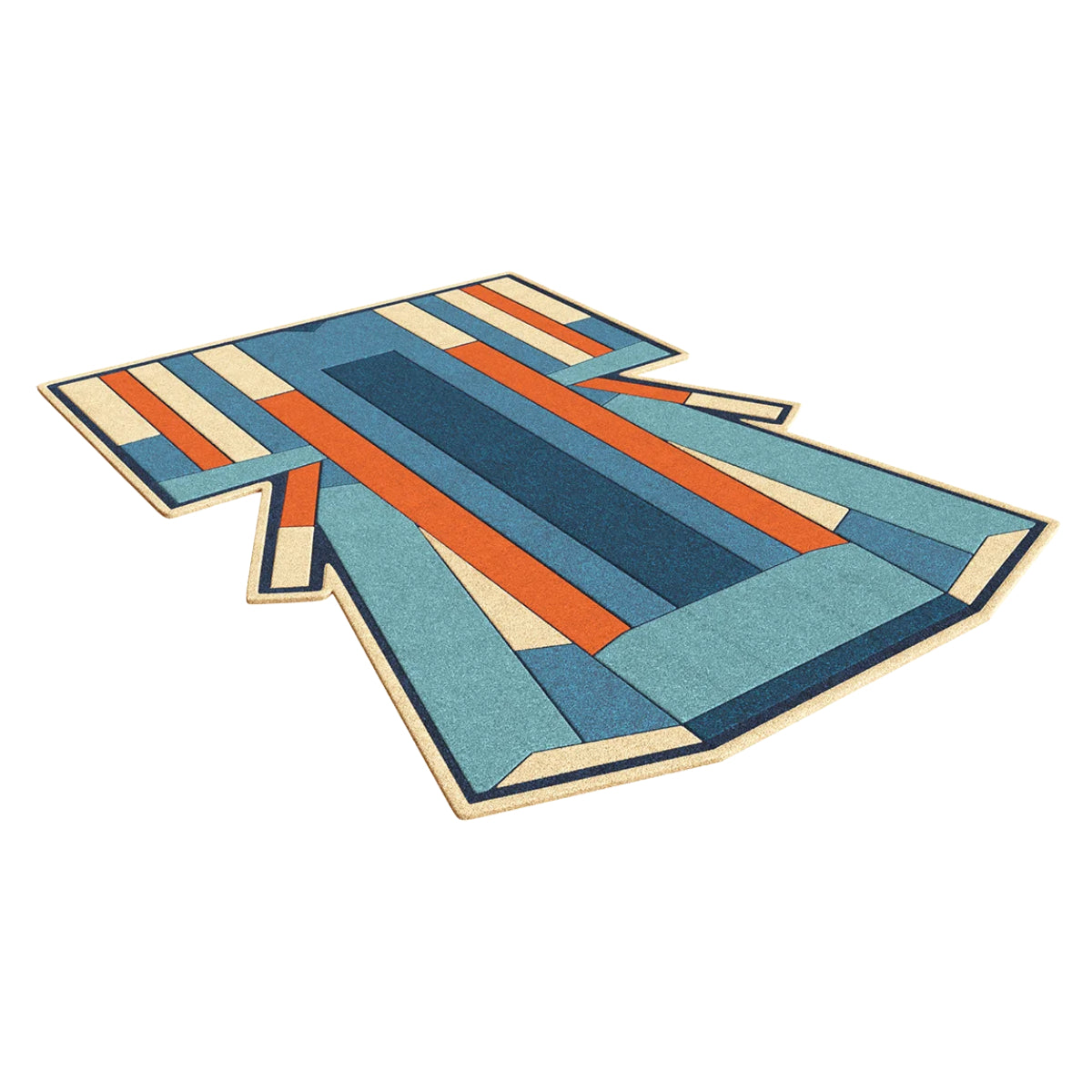 Ines Rug: Blue + Terracotta