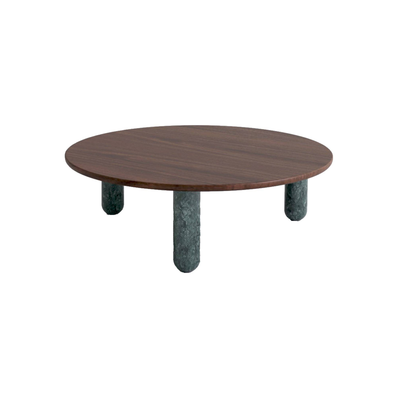 Sunday Coffee Table: Round + Green Marble + Walnut