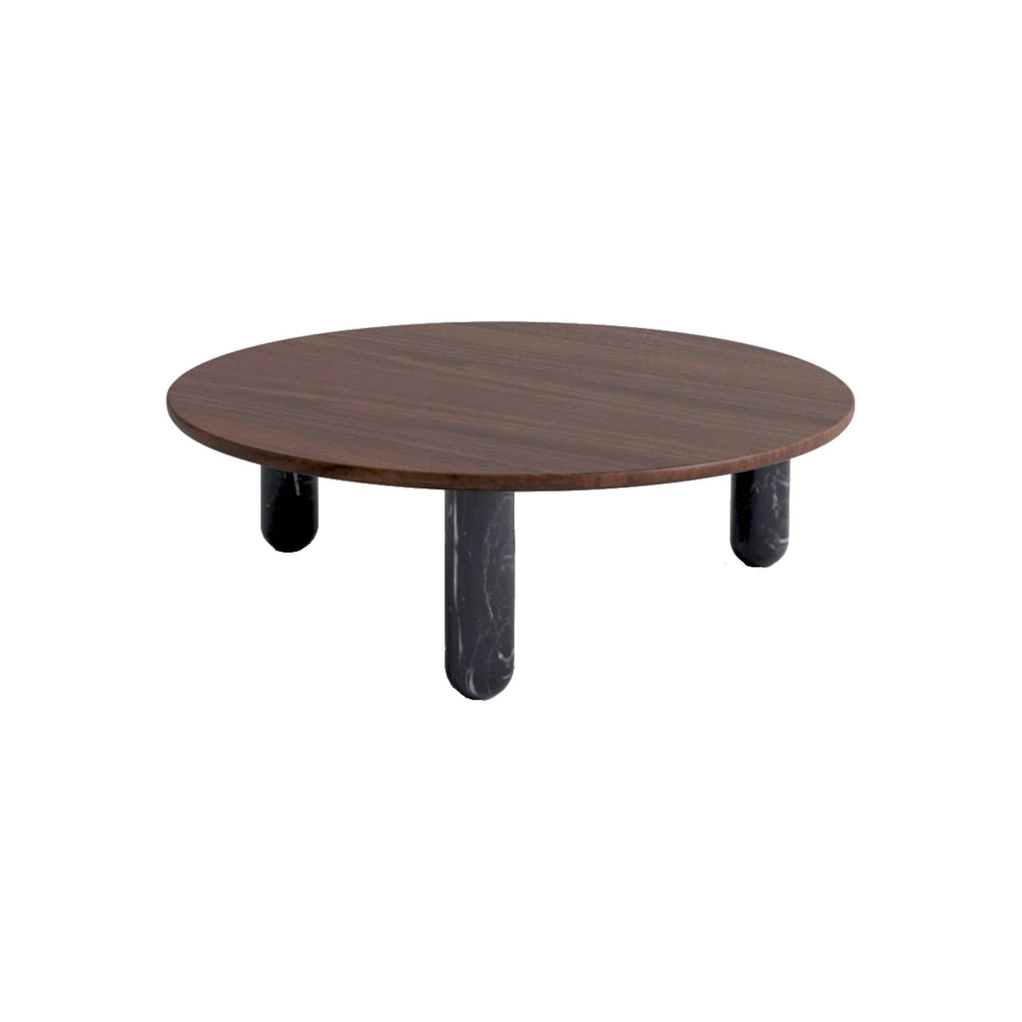 Sunday Coffee Table: Round + Black Marquina Marble + Walnut