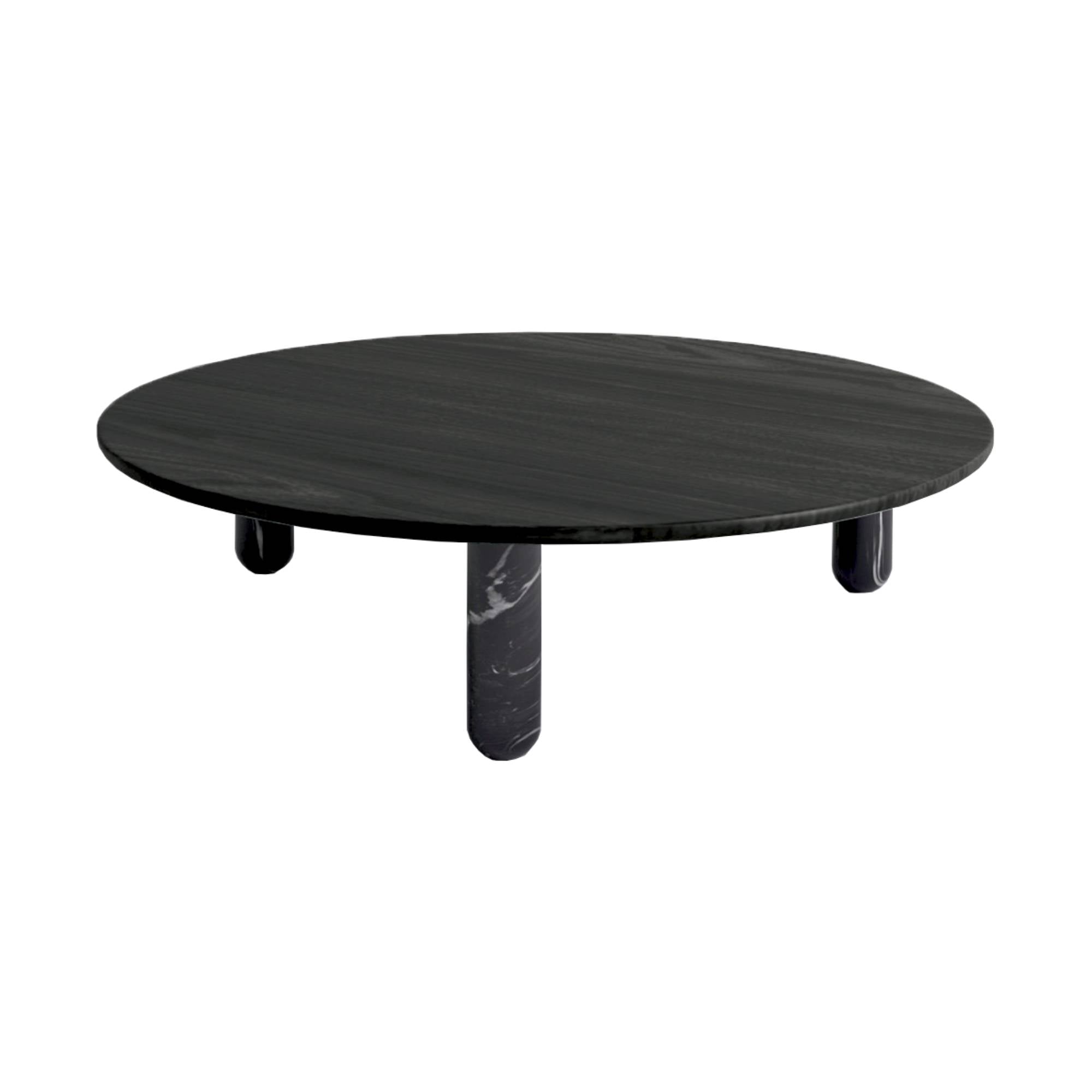 Sunday Coffee Table: Round + Black Marquina Marble + Black Stained Wood