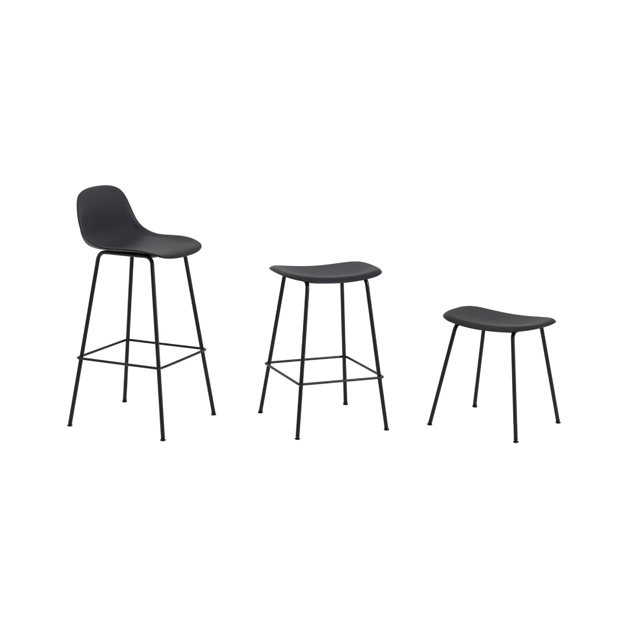 Fiber Bar + Counter Stool with Backrest: Tube Base - Quick Ship