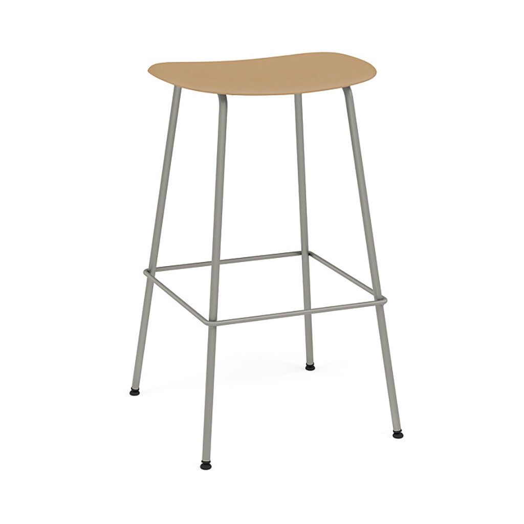 Fiber Bar + Counter Stool: Tube Base + Bar + Grey + Ochre