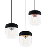 Acorn Pendant: Black + Polished Steel + Black (Plug-in) + Black + Polished Brass + White (Plug-in) + Black + Polished Copper + Black (Plug-in)