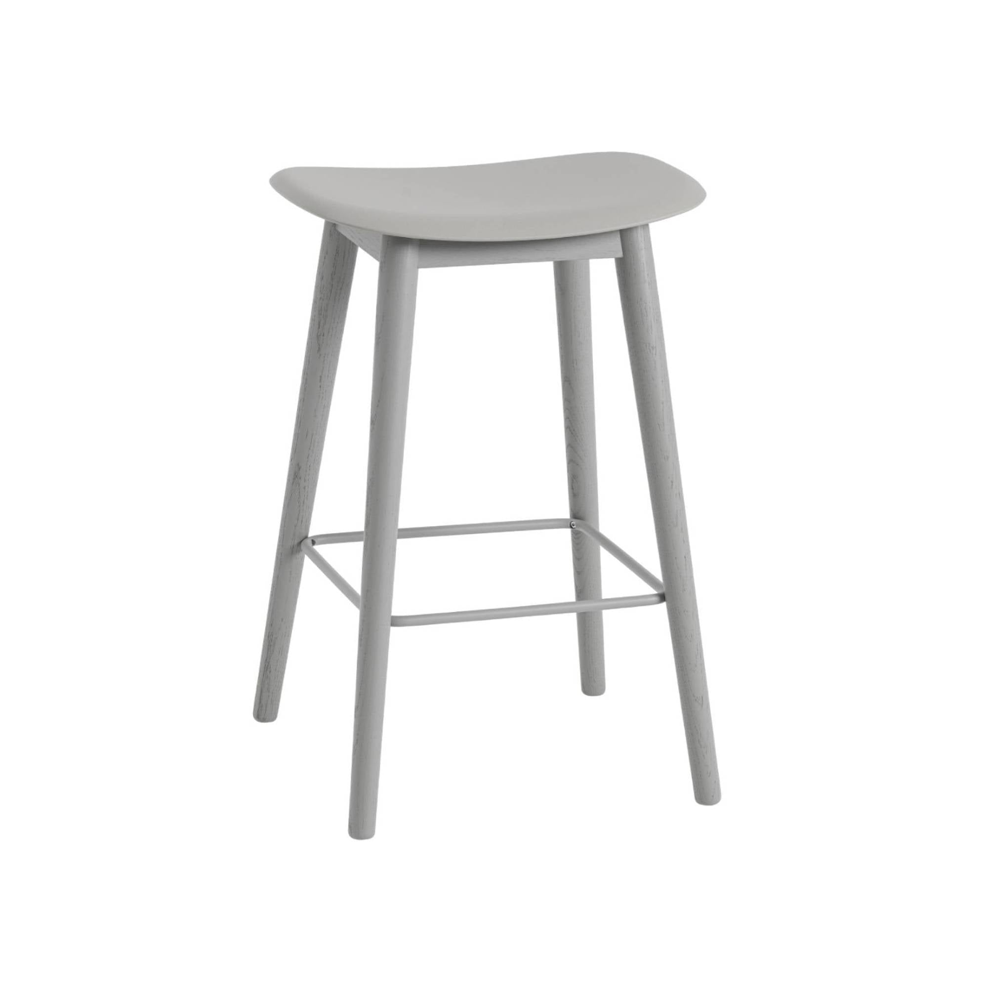 Fiber Bar + Counter Stool: Wood Base + Counter + Grey