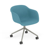 Fiber Armchair: Swivel Base with Castors + Upholstered + Grey