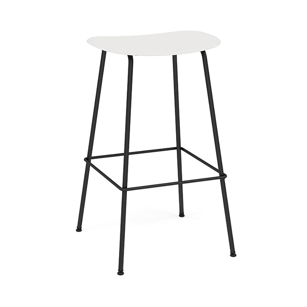 Fiber Bar + Counter Stool: Tube Base + Bar + Anthracite Black + Natural White