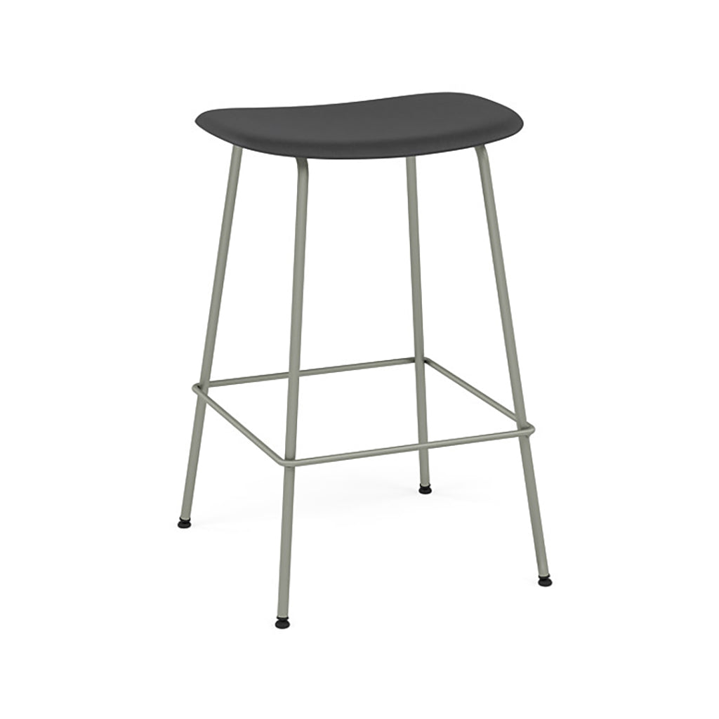 Fiber Bar + Counter Stool: Tube Base + Counter + Dusty Green + Black