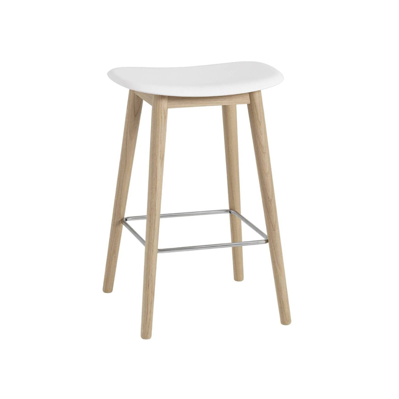 Fiber Bar + Counter Stool: Wood Base + Counter + Natural White + Oak 