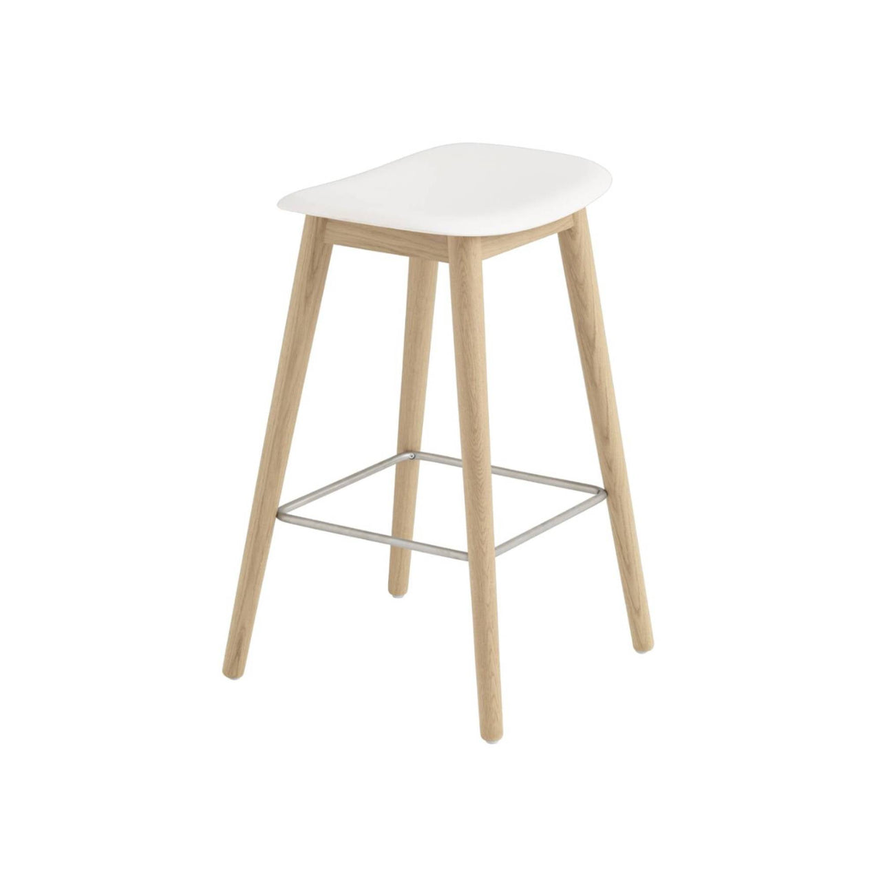 Fiber Bar + Counter Stool: Wood Base + Counter + Natural White + Oak