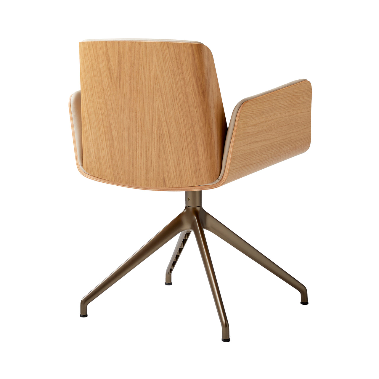 Hug 4 Star Swivel Base Chair: Wood Back + Front Upholstered + Bronze + Super Matte Oak