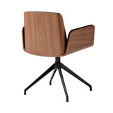 Hug 4 Star Swivel Base Chair: Wood Back + Front Upholstered + Black + Super Matte Walnut