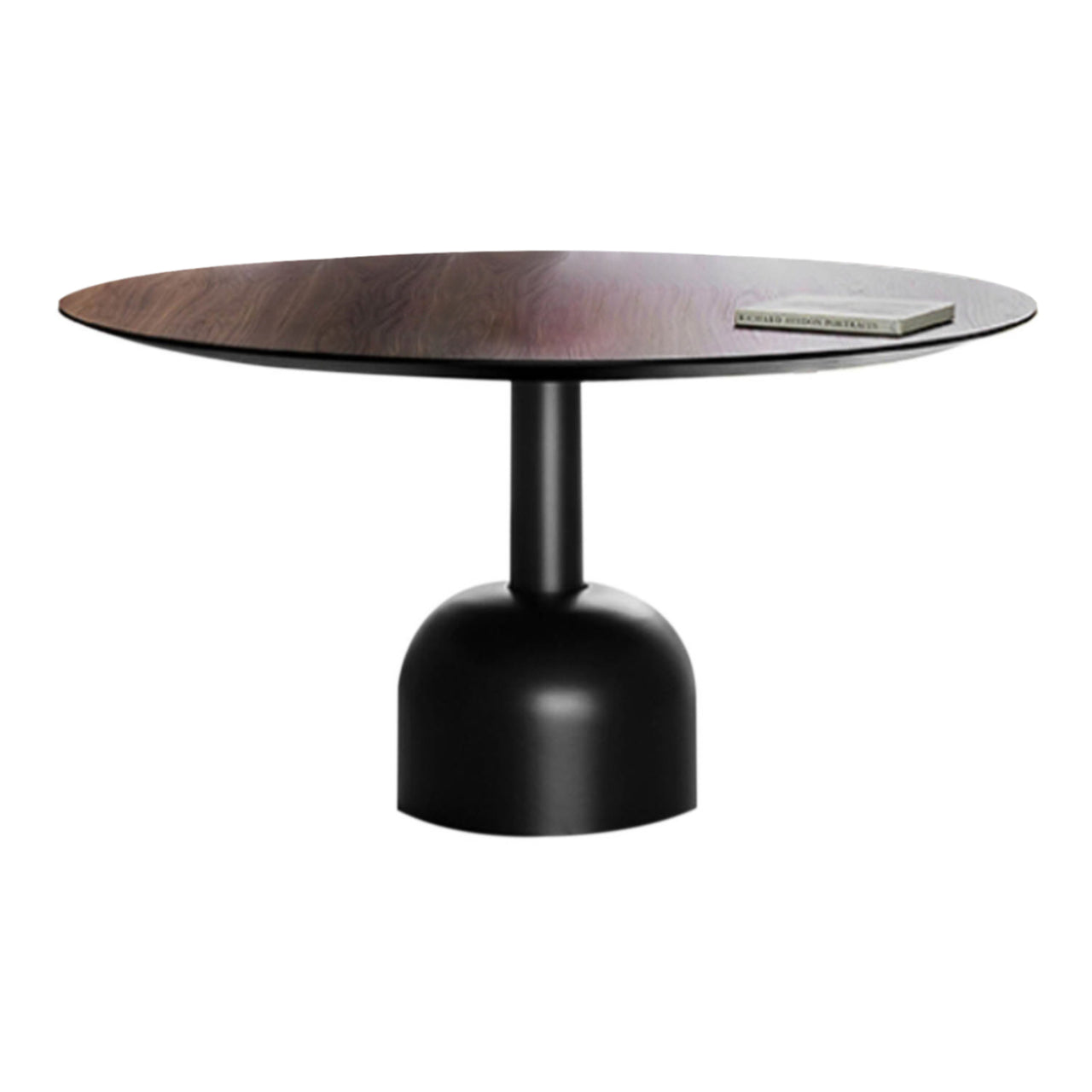 Illo Dining Table: Small + Canaletto Walnut + Lacquered Black + Lacquered Black