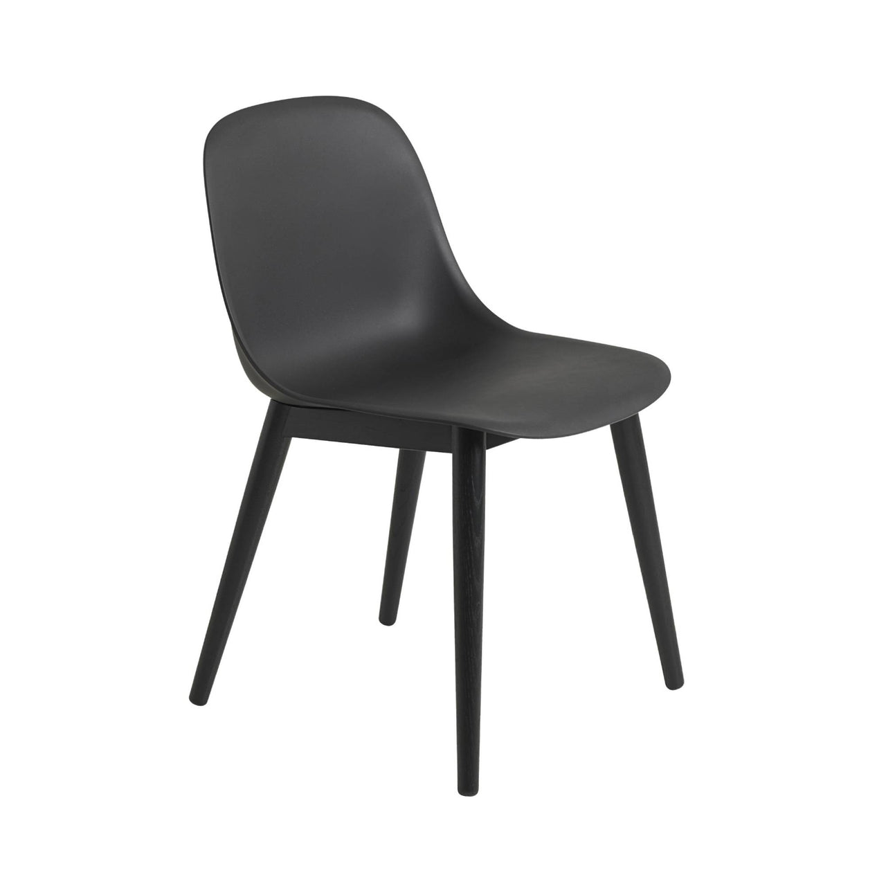 Fiber Side Chair: Wood Base + Recycled Shell + Black