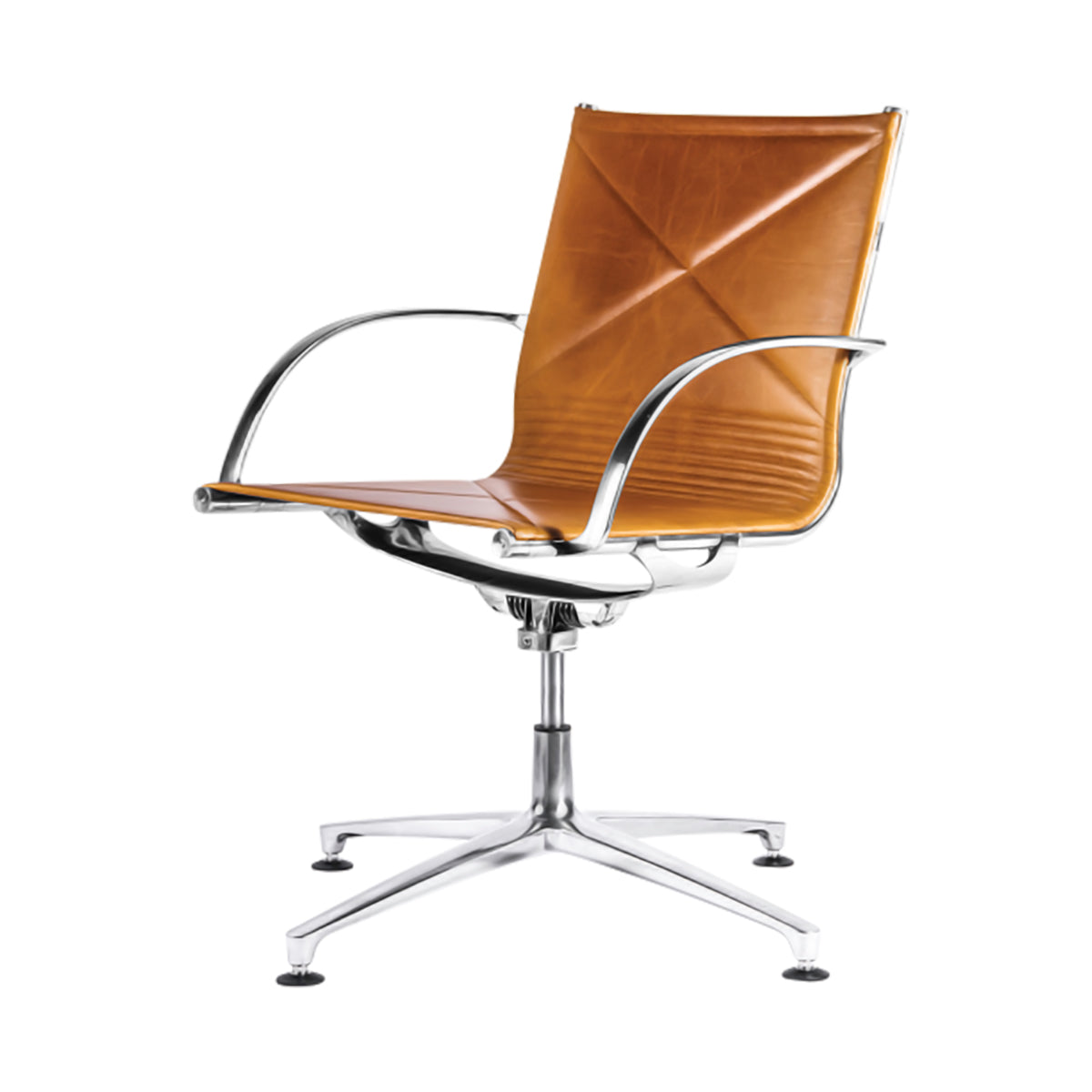 Joint 1208 Armchair: 4-Star Base + Full Upholstered + Polished Aluminum