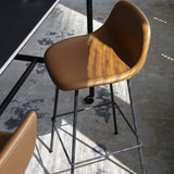 Fiber Bar Stool with Backrest: Tube Base + Upholstered - Quick Ship