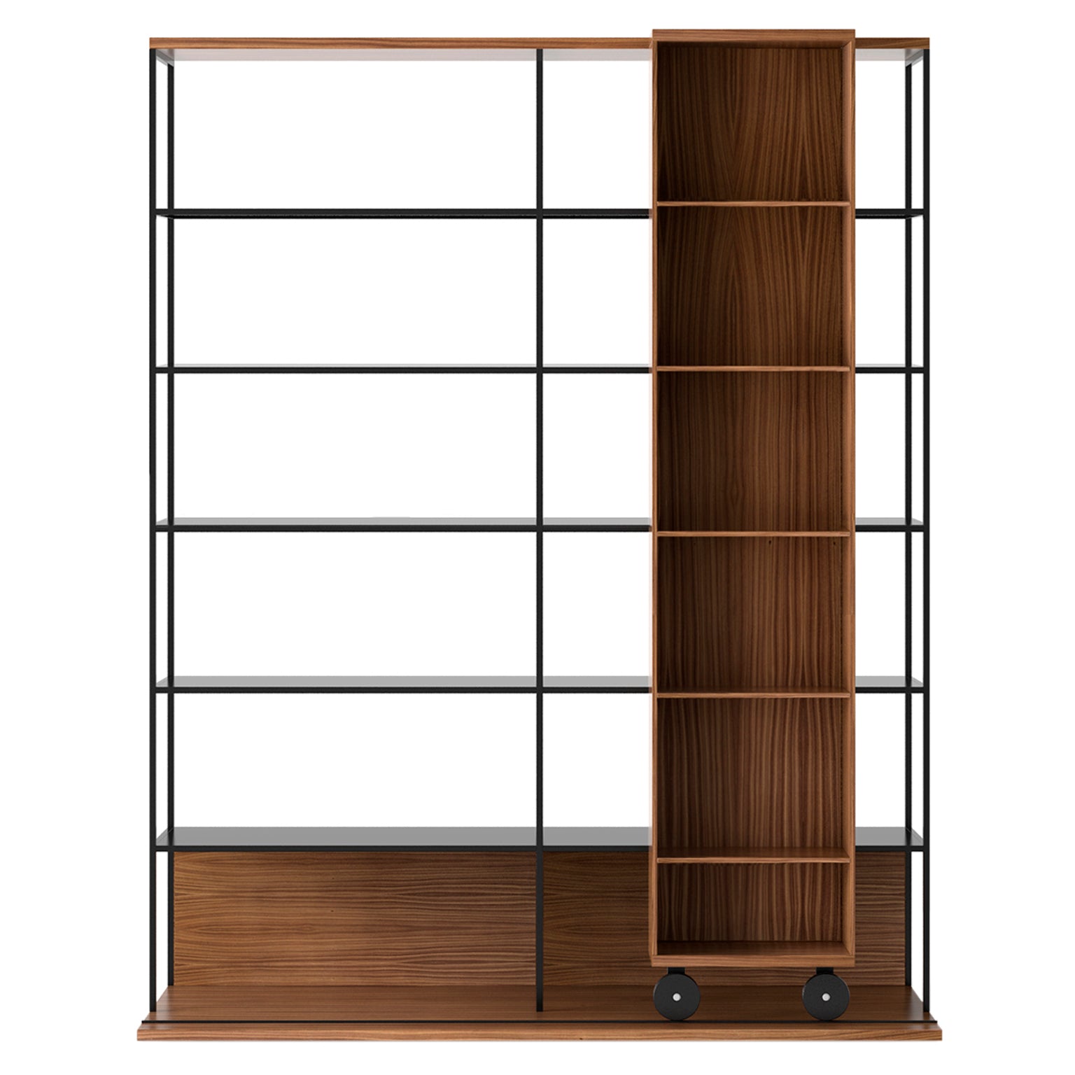 Literatura Open Shelf: Composition 3 + High + Walnut Stained Walnut + Black + With Glider Shelf