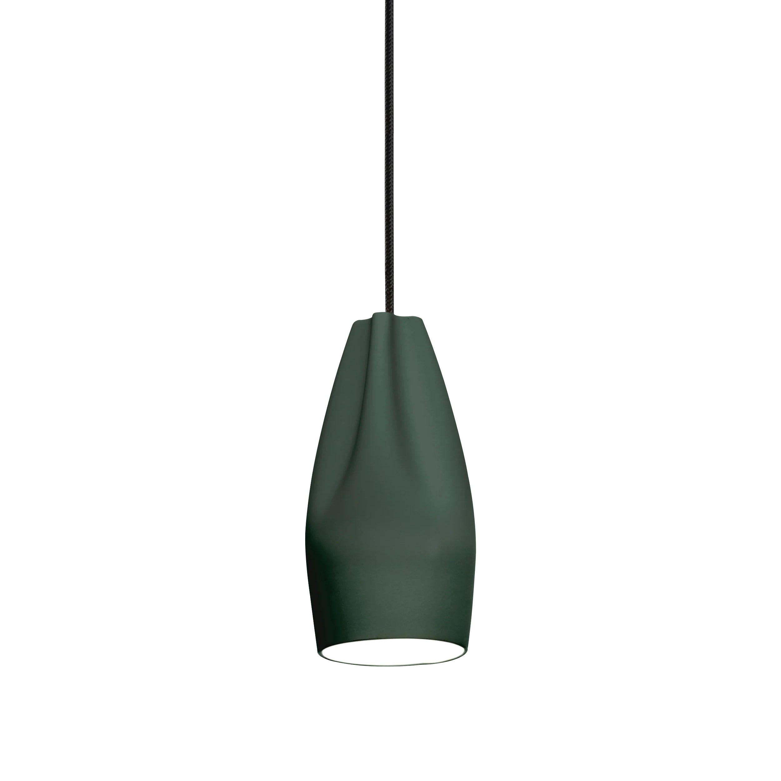 Pleat Box 13 Pendant Light: Dark Green + White