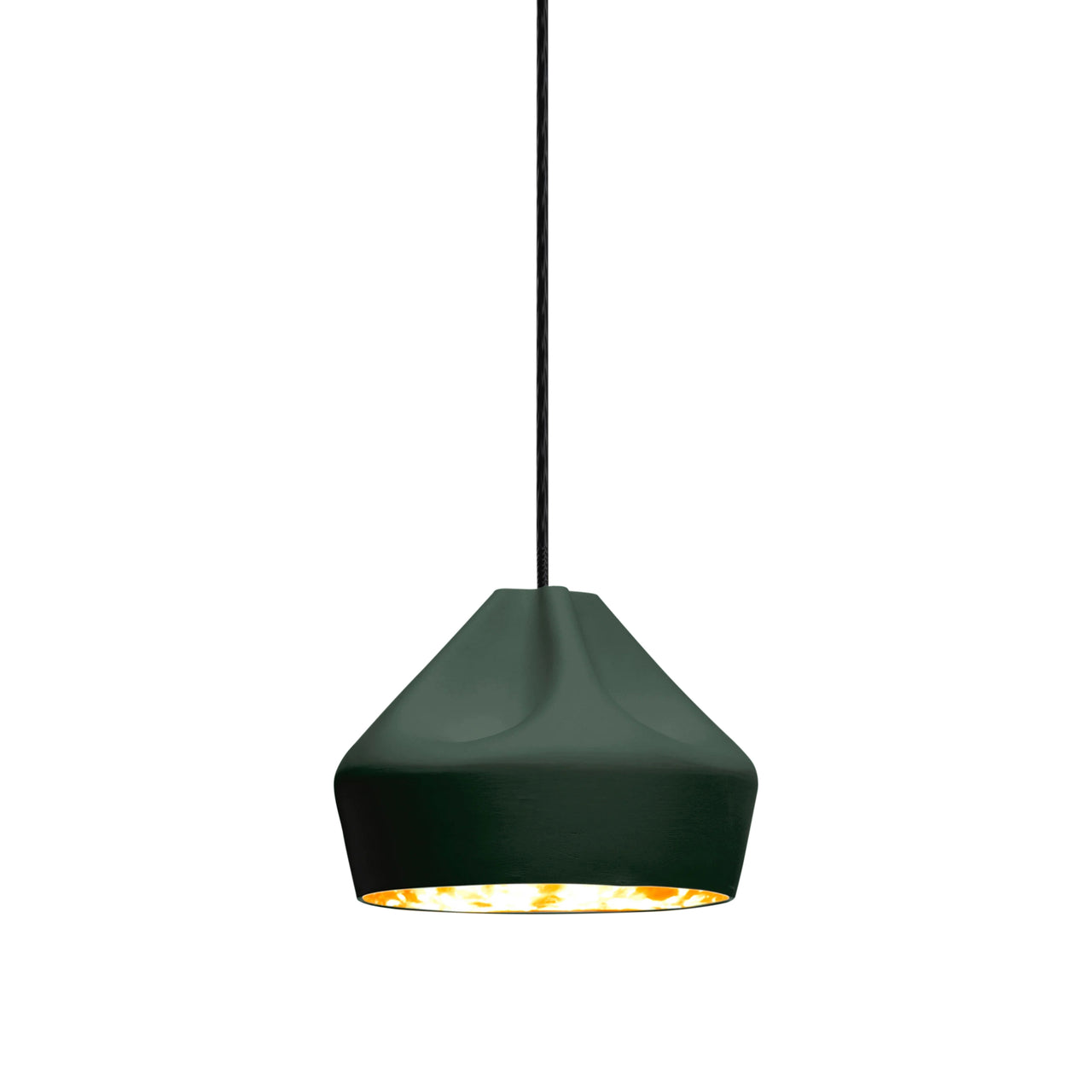 Pleat Box 24 Pendant Light: Dark Green + Gold