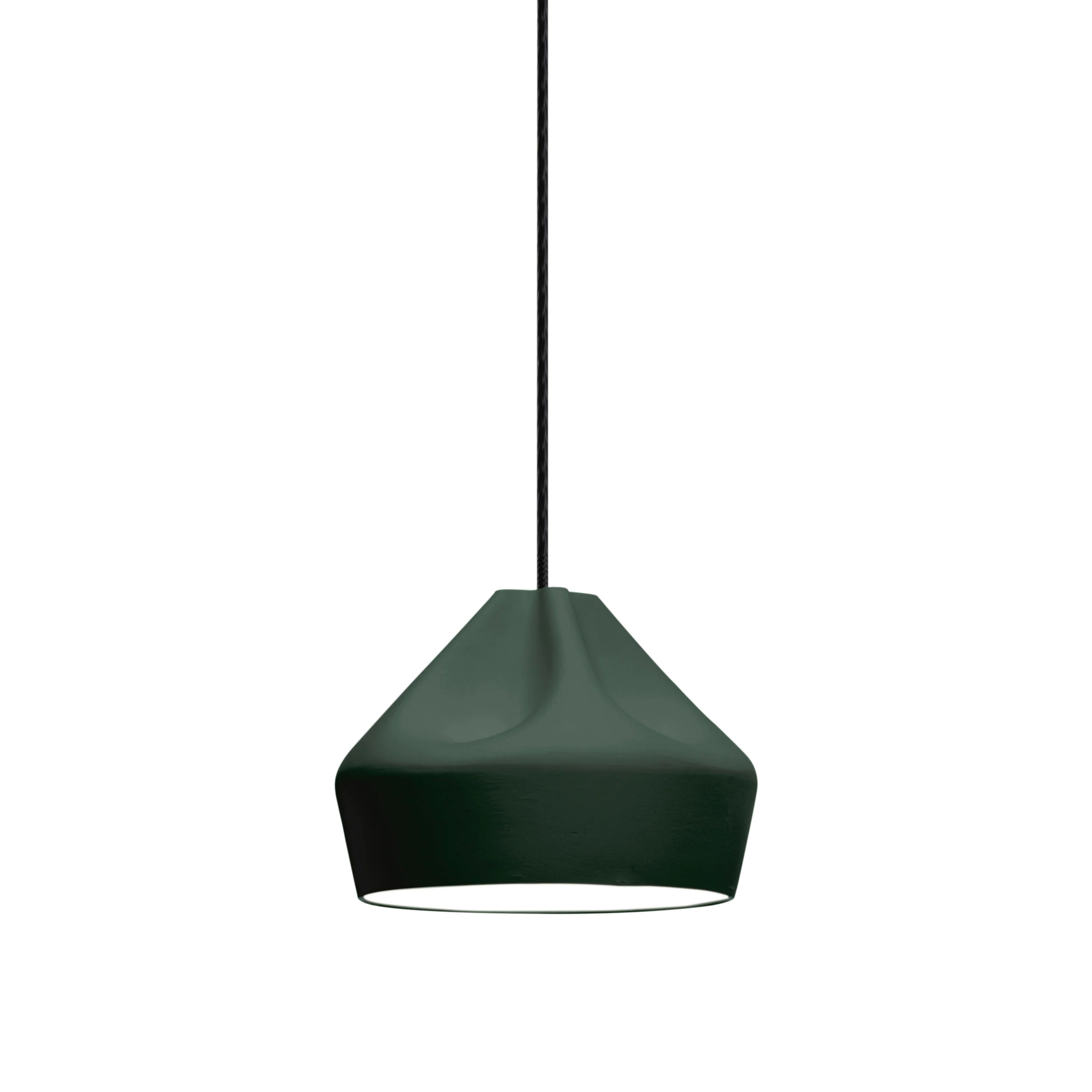 Pleat Box 24 Pendant Light: Dark Green + White