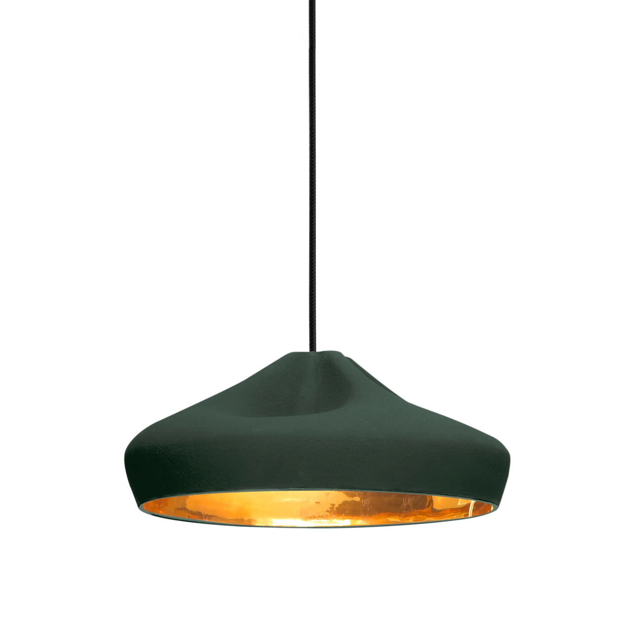 Pleat Box 36 Pendant Light: Dark Green + Gold