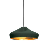 Pleat Box 36 Pendant Light: Dark Green + Gold