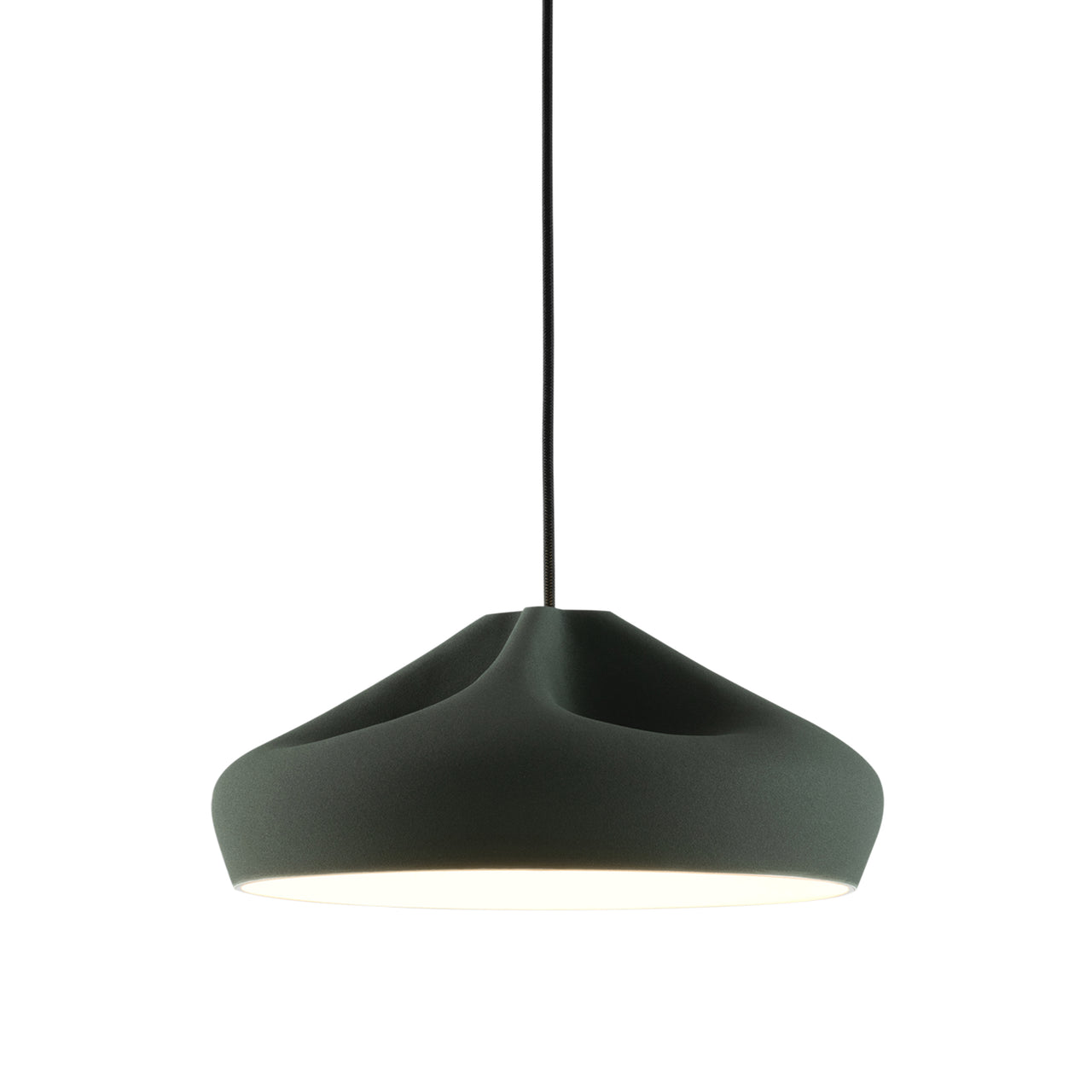 Pleat Box 36 Pendant Light: Dark Green + White