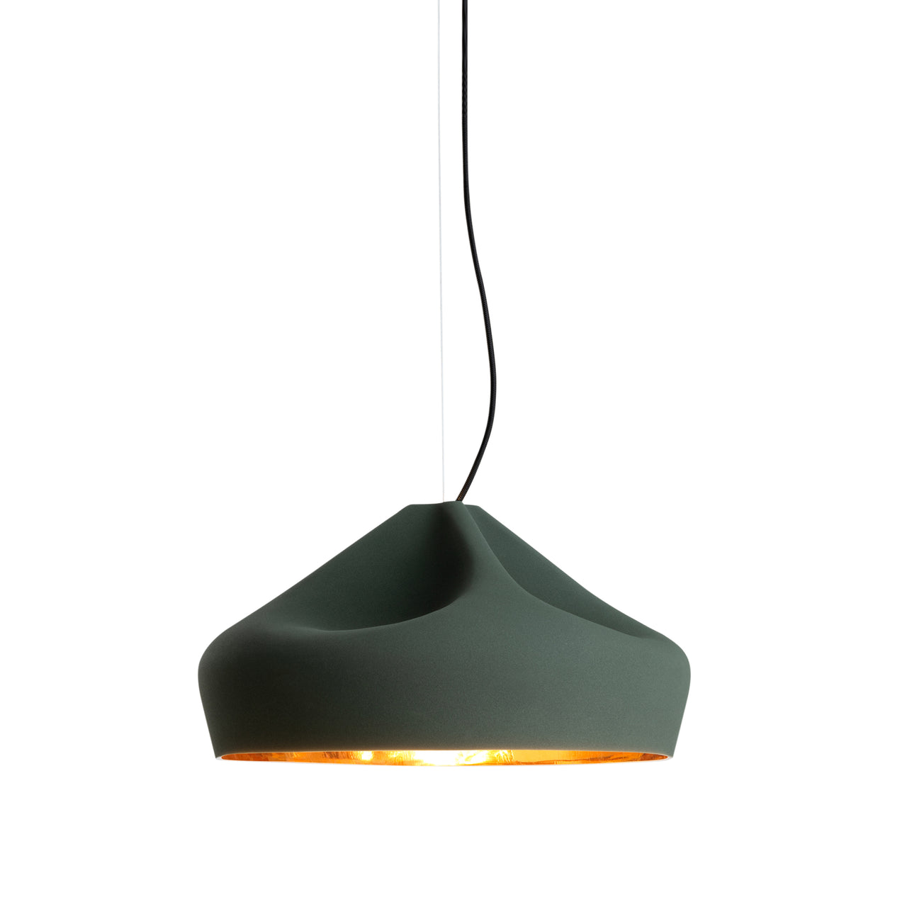 Pleat Box 47 Pendant Light: Dark Green + Gold