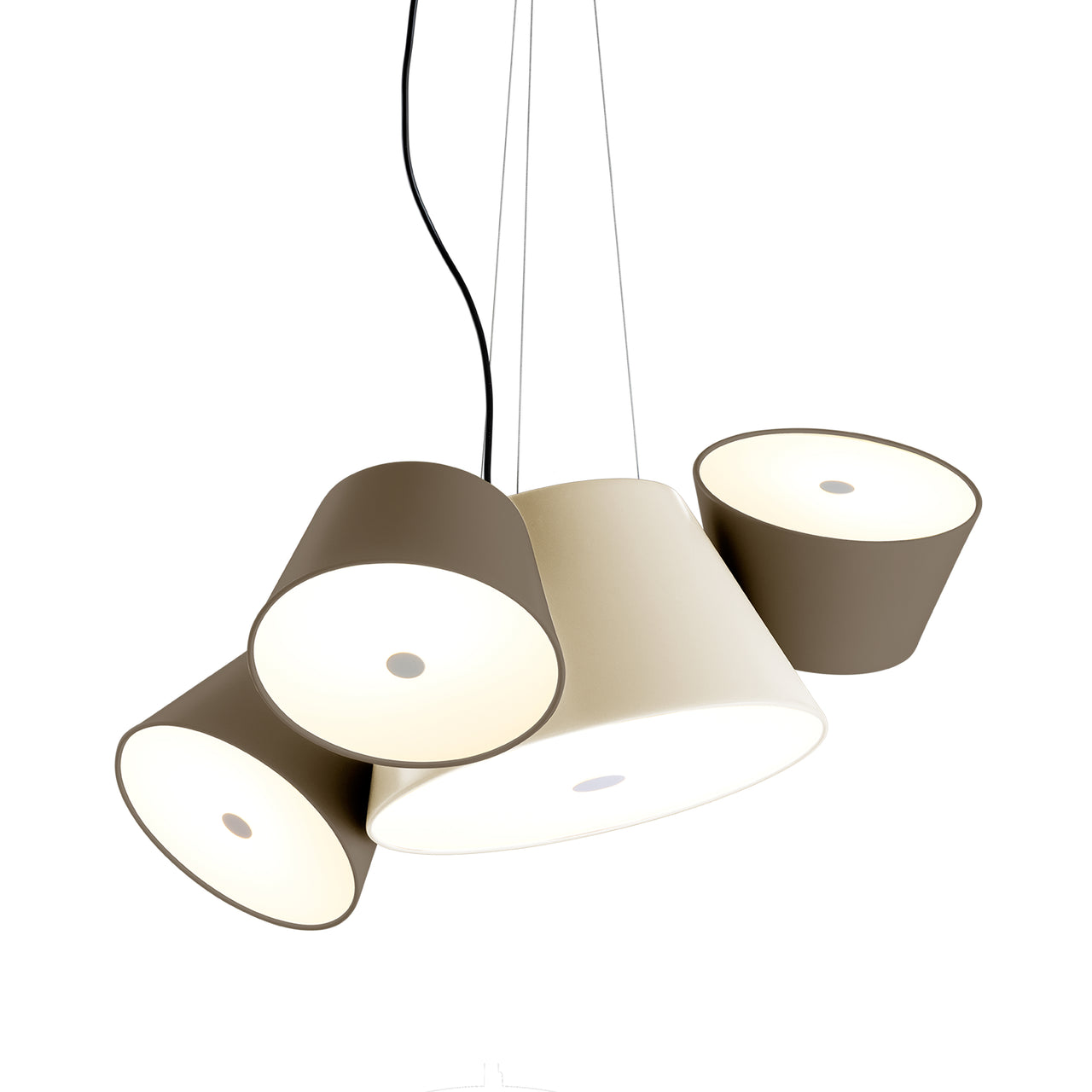 Tam Tam 3 Pendant Light: Off-White + Brown Grey