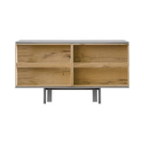 Ramblas Cabinet: Small + Lacquered Silk Grey + Vintage Oak