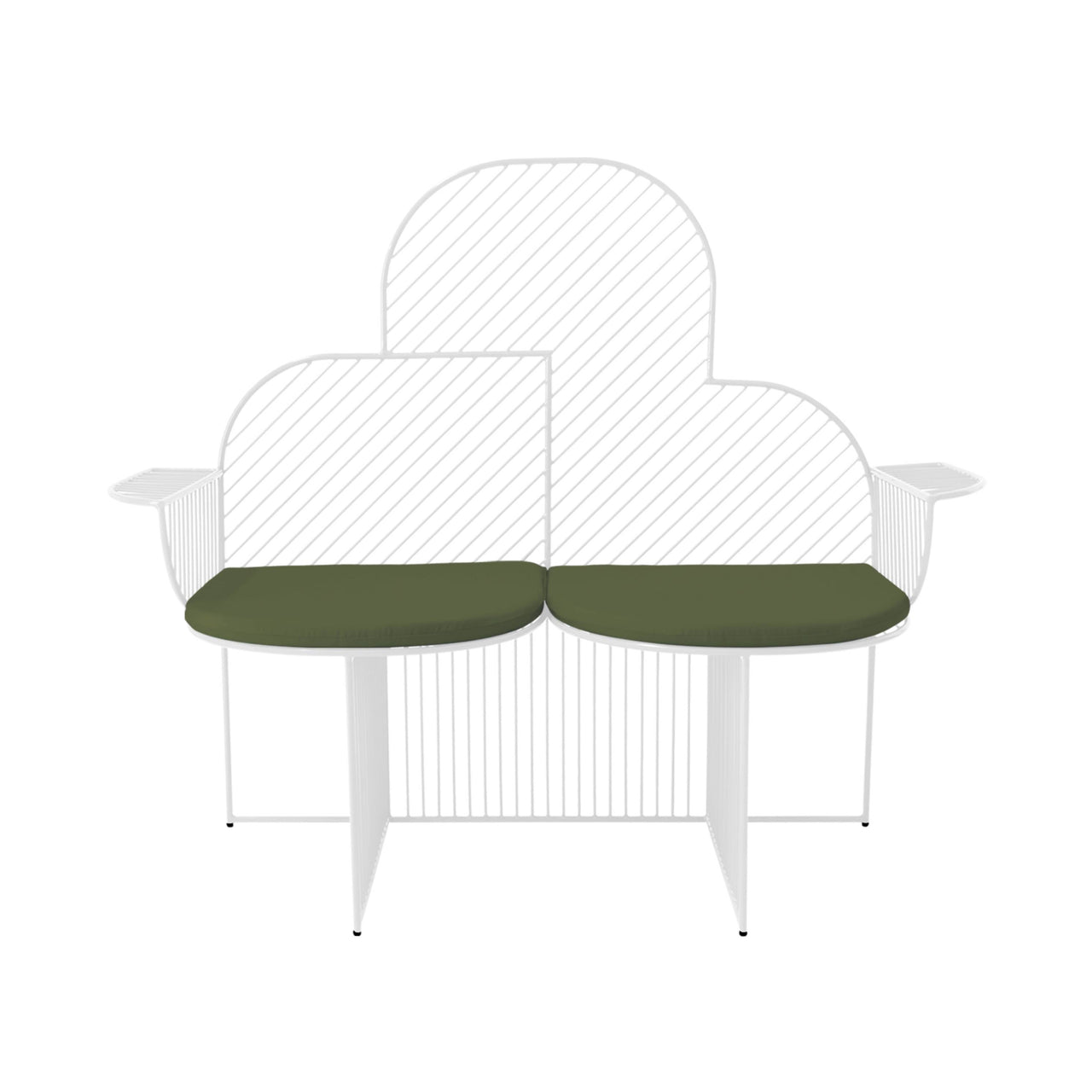 Cloud Bench: White + Palm Seat Pad