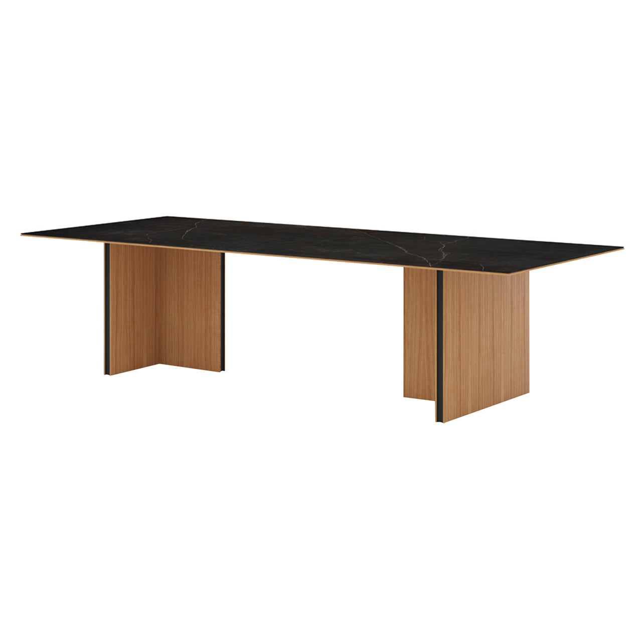 Stockholm Ceramic Table: Large + Dekton Keyla + Super-Matt Oak + Anodised Aluminum Black