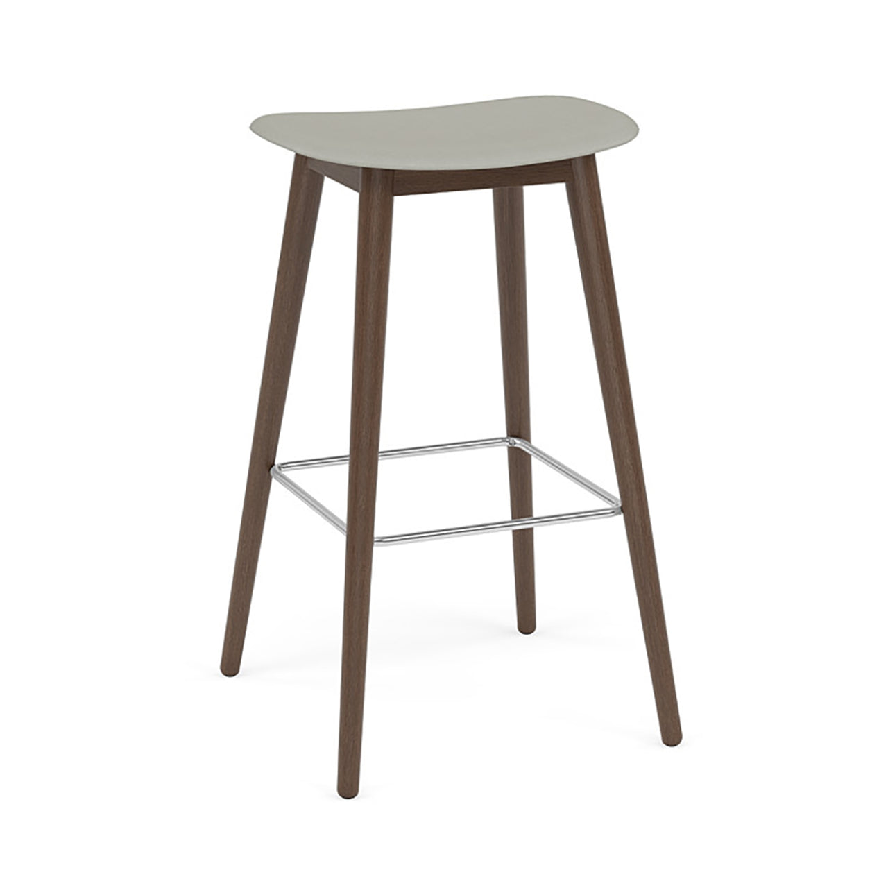 Fiber Bar + Counter Stool: Wood Base + Bar + Stained Dark Brown + Grey