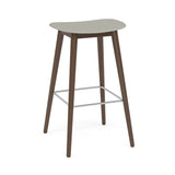 Fiber Bar + Counter Stool: Wood Base + Bar + Stained Dark Brown + Grey