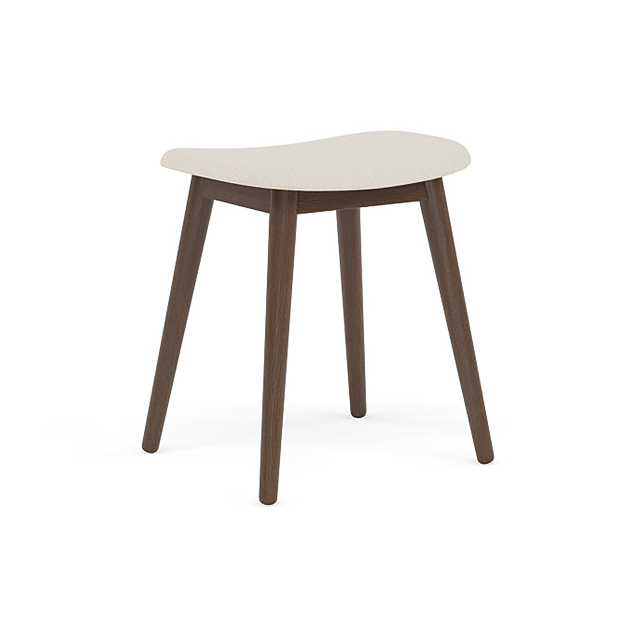 Fiber Stool: Wood Base + Upholstered + Stained Dark Brown