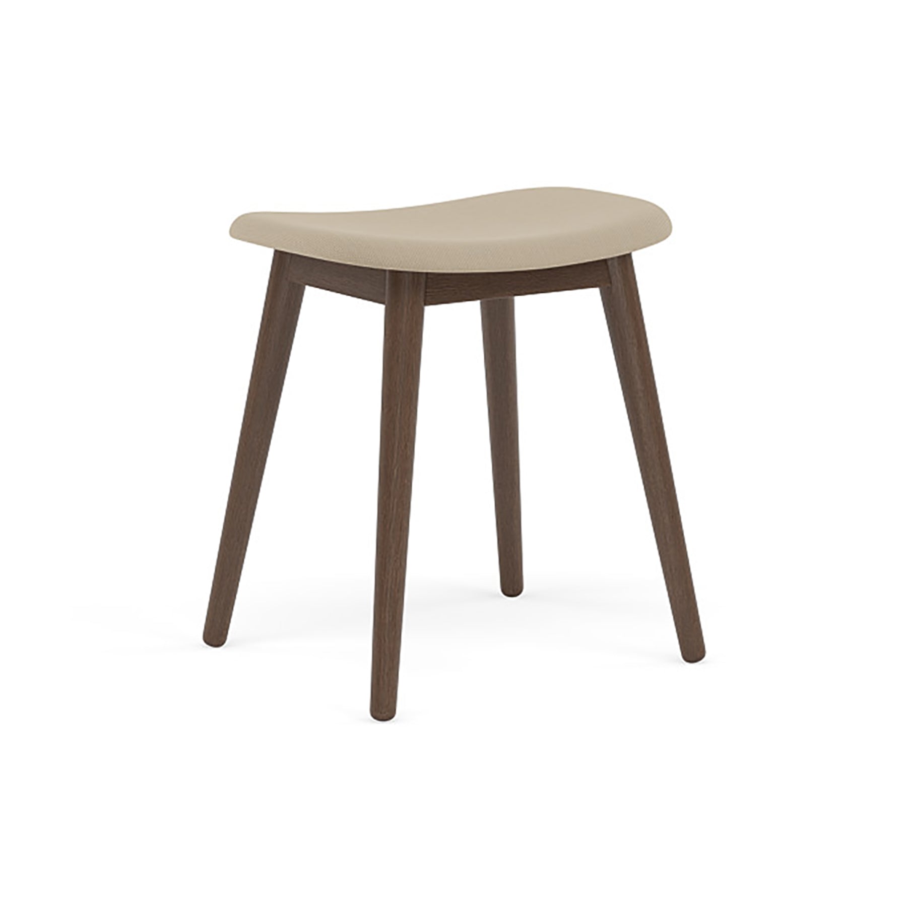 Fiber Stool: Wood Base + Upholstered + Stained Dark Brown