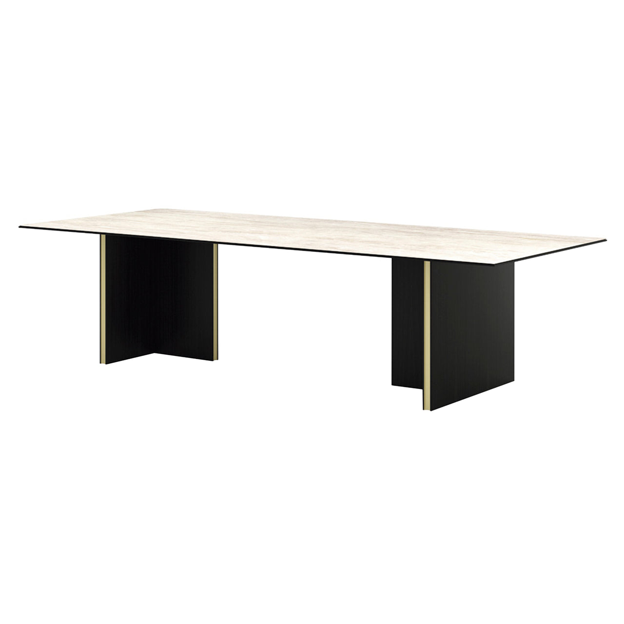 Stockholm Ceramic Table: Large + Dekton Arga +  Ebony Stained Oak + Anodised Aluminum Gold