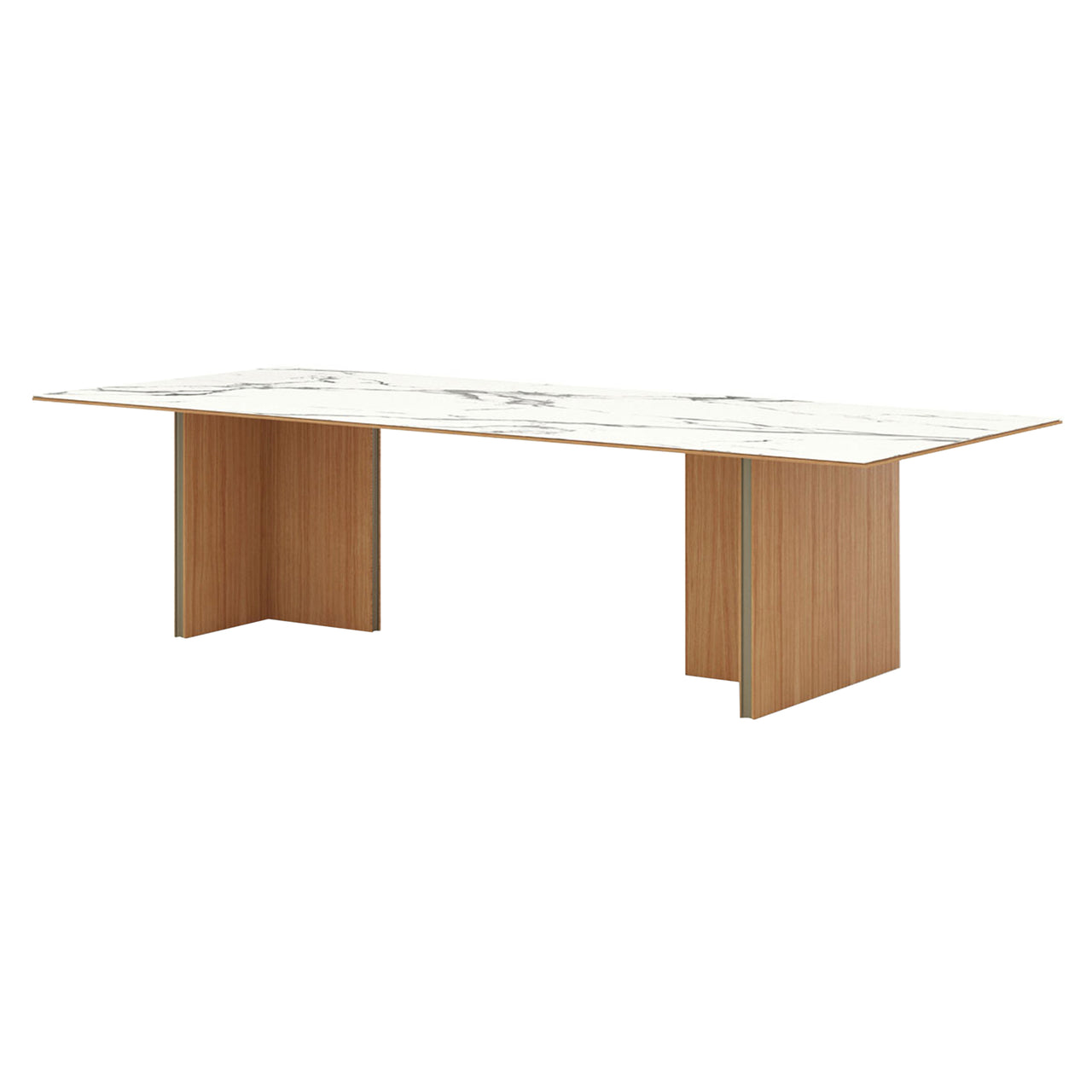 Stockholm Ceramic Table: Large + Dekton Natura + Super-Matt Oak + Anodised Aluminum Bronze